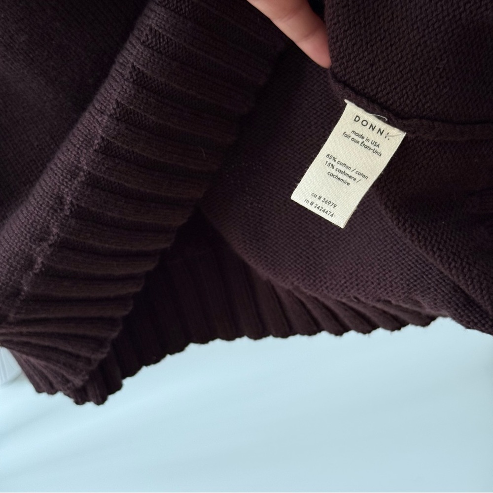 DONNI Cotton Cashmere Turtleneck Sweater in Espresso Brown - Picture 8 of 9